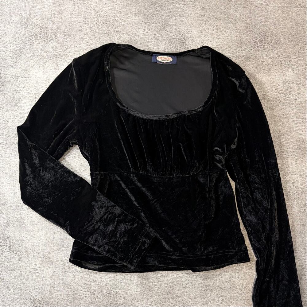 Black Velvet Vintage Scoop Long Sleeve Top
